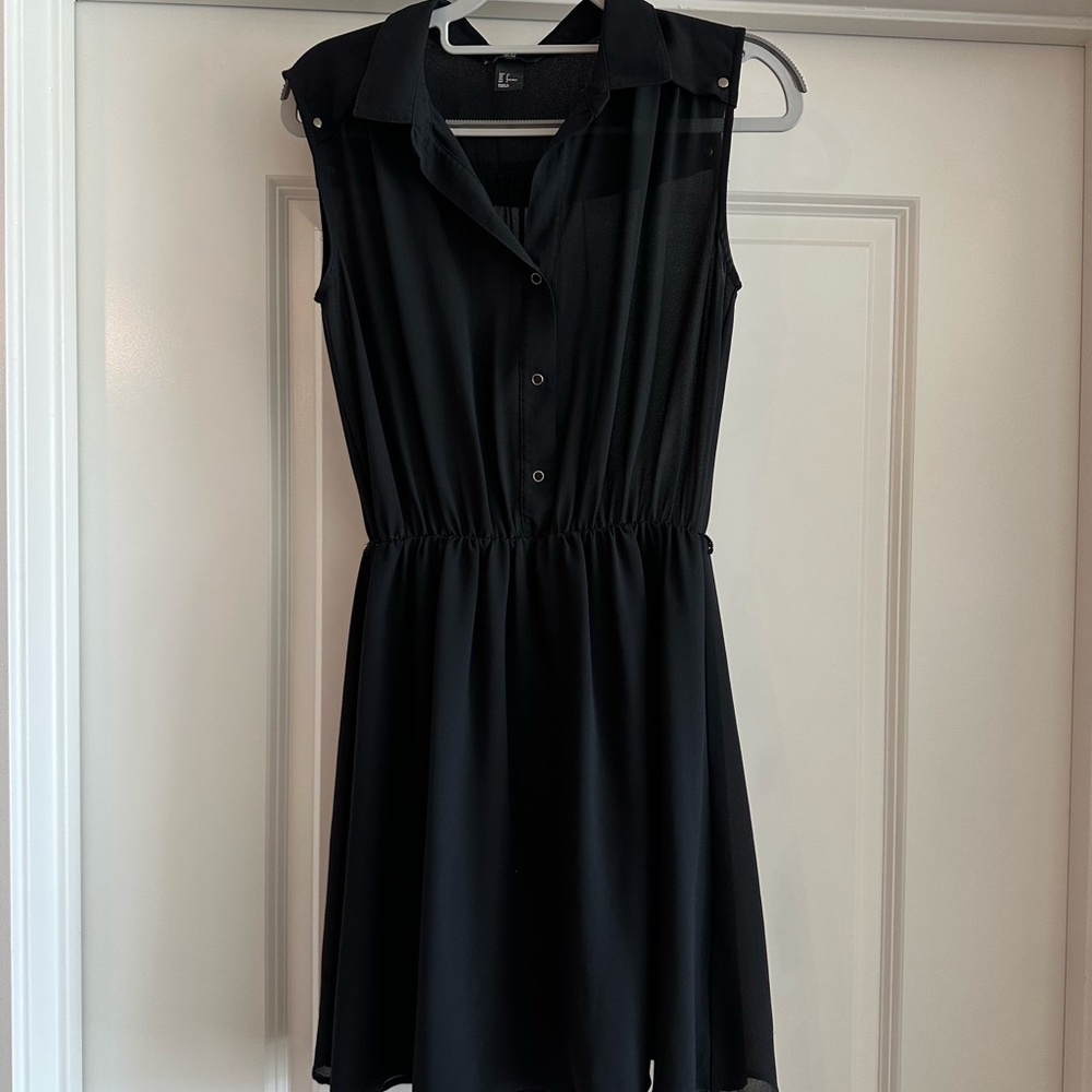 Collared, Black Sleeveless Dress - H&M